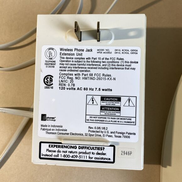 Lucent‎ 906 Lane Line Telephone Speakerphone w/ Wireless Phone Jack Extension - Picture 9 of 10